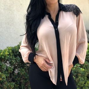 Pink and black blouse